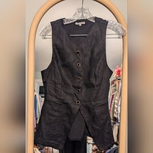 Reformation Black Linen Aspen Vest